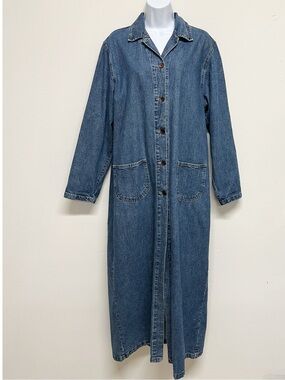 French Dressing Jeanswear Paris Womens Vintage Denim Longline Button Up Dress